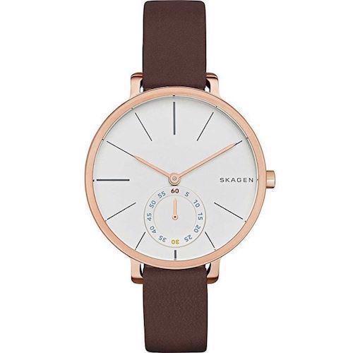 Image of rosa forgyldt stål Hagen quartz med tre visere dame ur fra Skagen